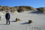 meine Hunde Jago und Anton mit mir am Amrumer Strand